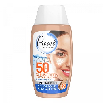 0 کرم ضدآفتاب بژ طبیعی پیکسل مناسب پوست‌های چرب و جوش دار با SPF50 